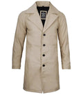 Bryson Beige Real Leather 3/4 Length Car Coat - Orca Cloths