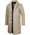 Bryson Beige Real Leather 3/4 Length Car Coat - Orca Cloths