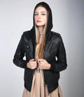 Edinburgh Womens Black Bomber Leather Jacket - Orca Cloths