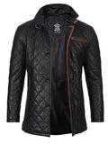 Glen Men Black Quilted Leather Coat - Orca Cloths
