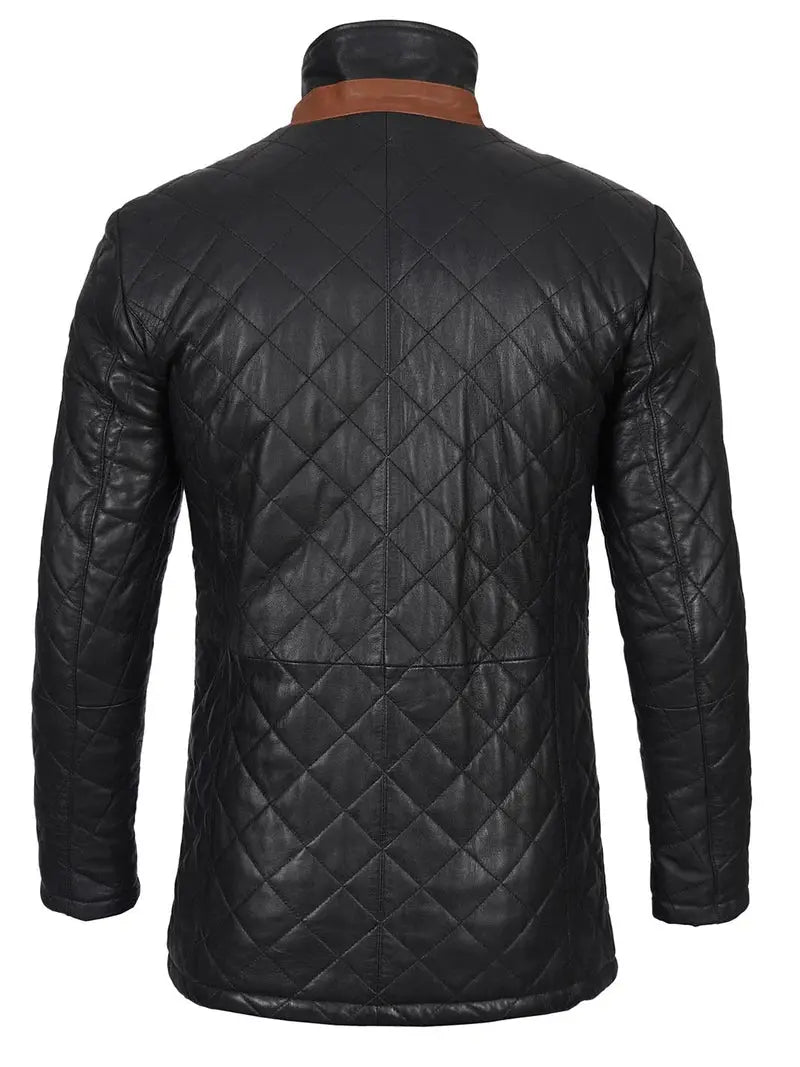 Glen Men Black Quilted Leather Coat - Orca Cloths