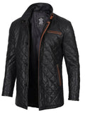 Glen Men Black Quilted Leather Coat - Orca Cloths