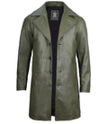 Bryson Military Green Leather Car Coat - Orca Cloths