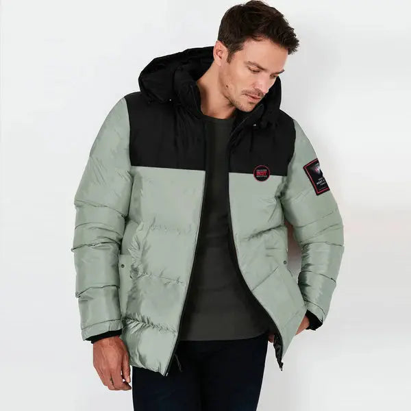 Imported Color Block Heavy Padded Thick Hooded Puffer Jackets for Men - Orca Cloths