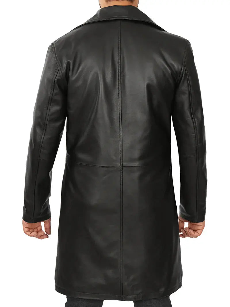 Jackson Men's Black 3/4 Length Leather Car Coat - Orca Cloths