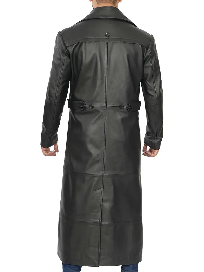 Jackson Men's Black Leather Long Coat - Orca Cloths