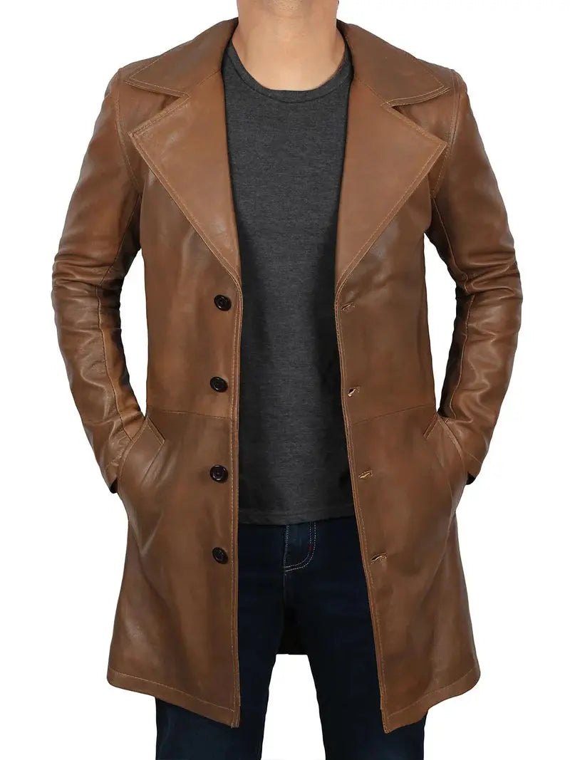 Jackson Men's Brown Leather Car Coat - Orca Cloths