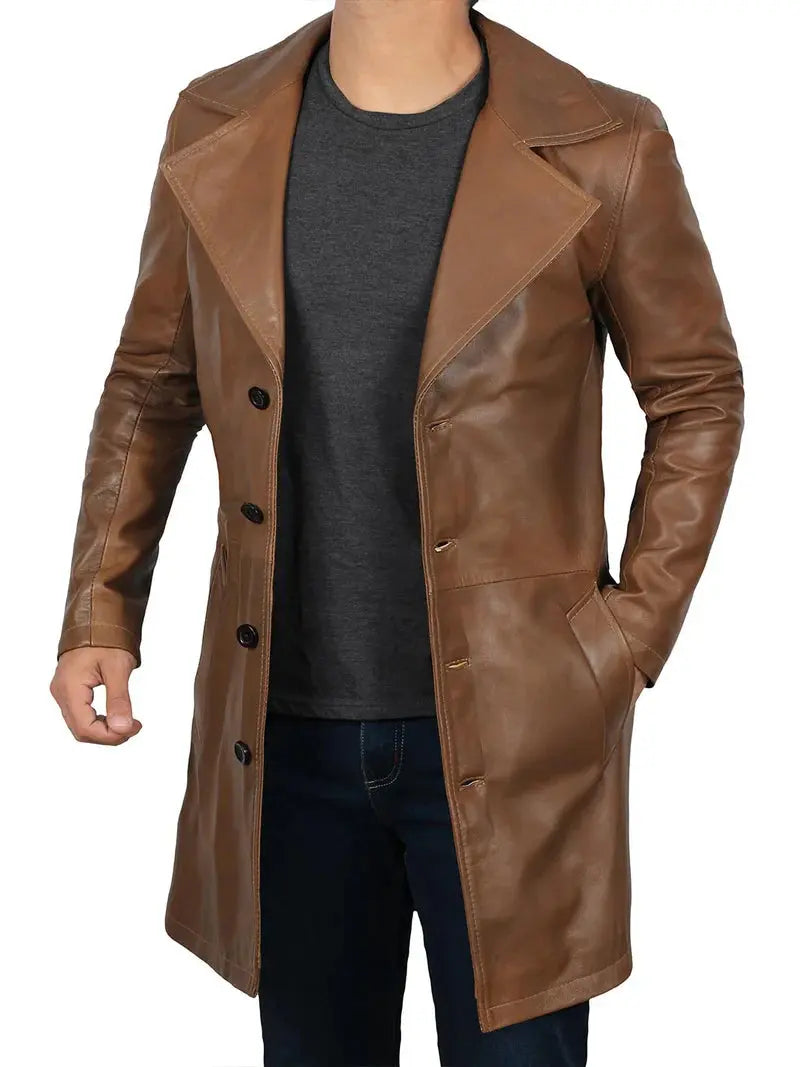 Jackson Men's Brown Leather Car Coat - Orca Cloths