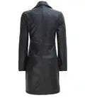 Jackson Petite Women Black Leather Long Coat - Orca Cloths