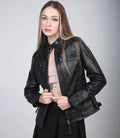 Johnson Women Black Cafe Racer Leather Jacket - Orca Cloths