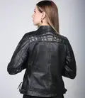 Johnson Women Black Cafe Racer Leather Jacket - Orca Cloths