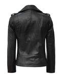 Kirsten Women's Black Asymmetrical Leather Motorcycle Jacket - Orca Cloths