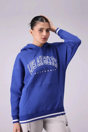 Ladies' Los Angeles Printed Pullover Hoodie – Blue - Orca Cloths