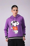 Ladies' Snoopy Printed Pullover Hoodie – Purple - Orca Cloths