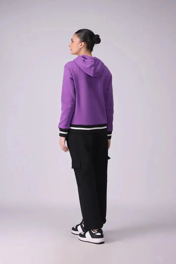 Ladies' Snoopy Printed Pullover Hoodie – Purple - Orca Cloths