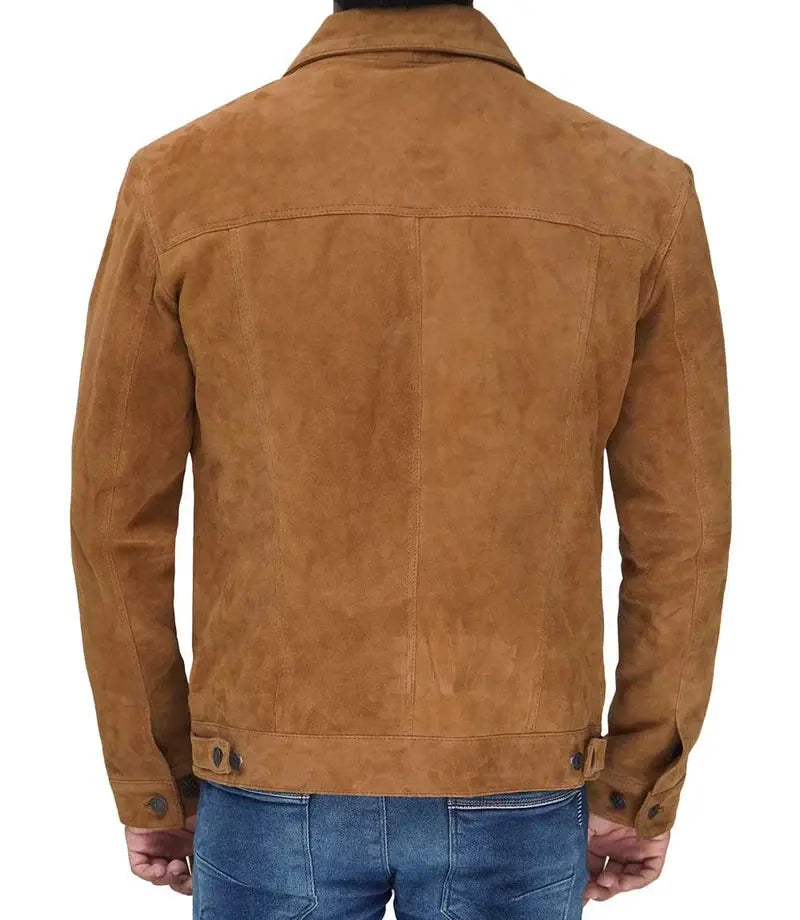 Logan Tan Suede Trucker Jacket
