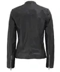 Maude Women's Black Textured Cafe Racer Leather Jacket - Orca Cloths