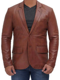 Brandon Men's Tan Real Leather Blazer - Orca Cloths