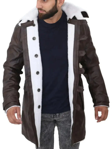 Men's Distressed Dark Brown Bane Sherpa Coat - Orca Cloths