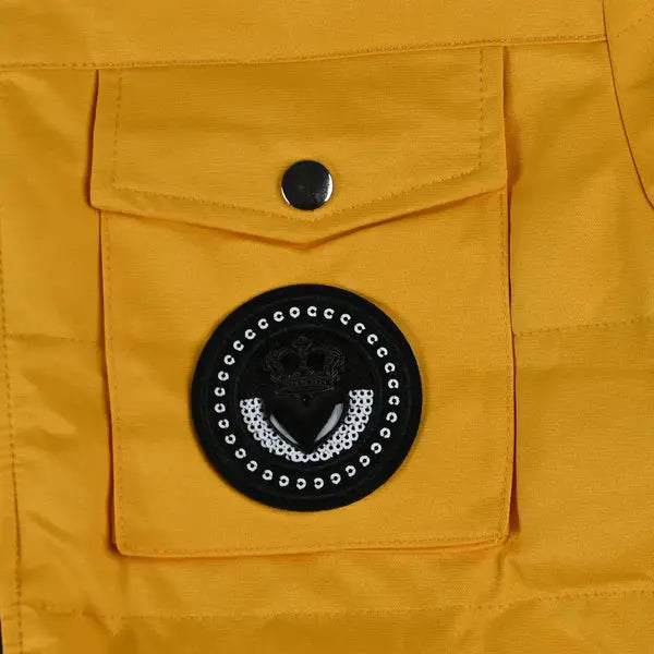 Men’s Stylish Yellow Puffer Jacket with Black Accents - Orca Cloths