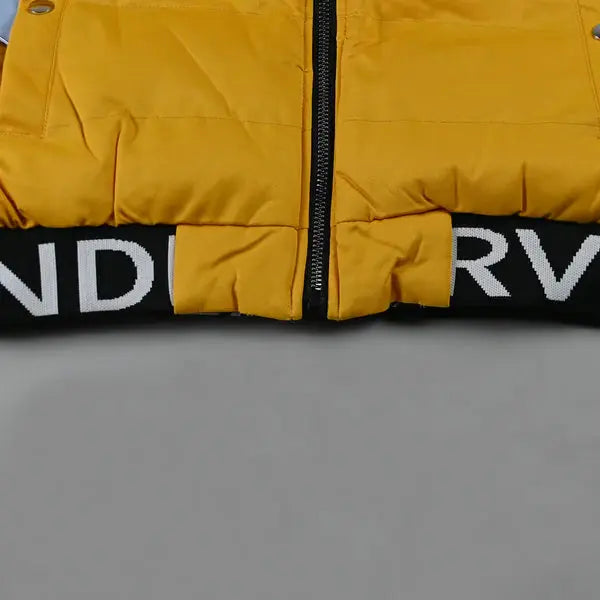 Men’s Stylish Yellow Puffer Jacket with Black Accents - Orca Cloths