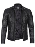 Carrie Mens Black Cafe Racer Real Leather Jacket - Orca Cloths
