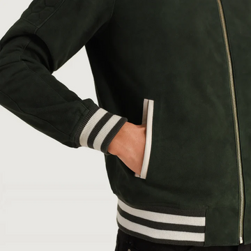 Pascal Men's Green Suede Varsity Jacket