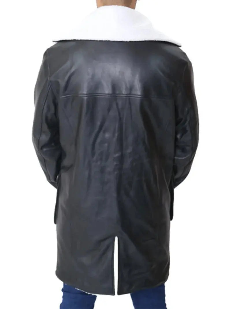 Mens Bane Leather Black Sherpa Coat - Orca Cloths