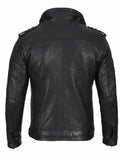 Mens Black Waxed Cafe Racer Leather Jacket - Orca Cloths