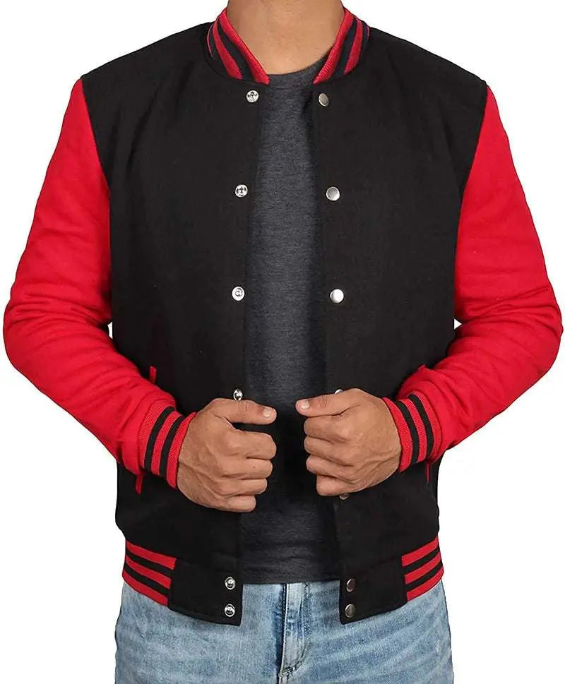 Mens Black & Red Varsity Jacket
