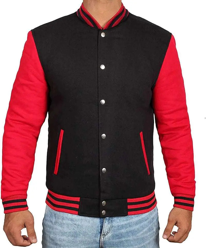 Mens Black & Red Varsity Jacket