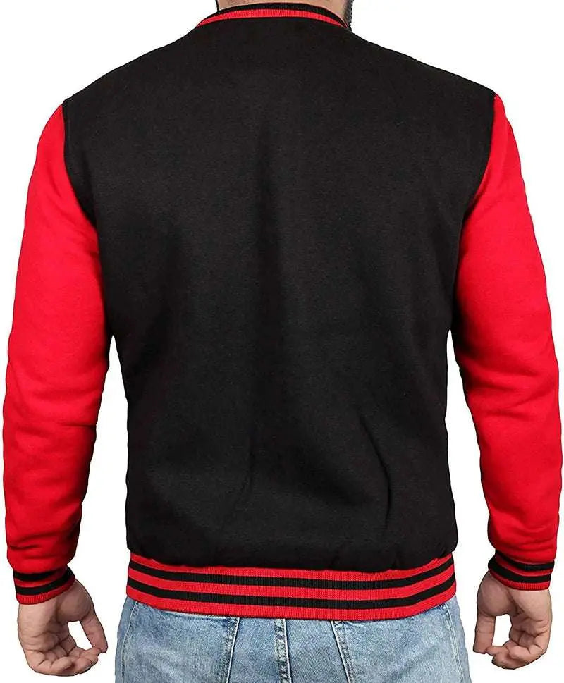 Mens Black & Red Varsity Jacket