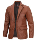 Mens Cognac Brown Real Leather Blazer - Orca Cloths