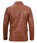 Mens Cognac Brown Real Leather Blazer - Orca Cloths
