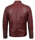 Mens Maroon Cafe Racer Leather Jacket - Orca Cloths