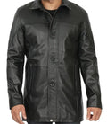 Mens Tall Black Real Leather Car Coat - Orca Cloths