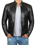 Austin Mens Tall Black Cafe Racer Leather Jacket - Orca Cloths