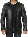 Bristol Men's Black Leather Car Coat - Orca Cloths