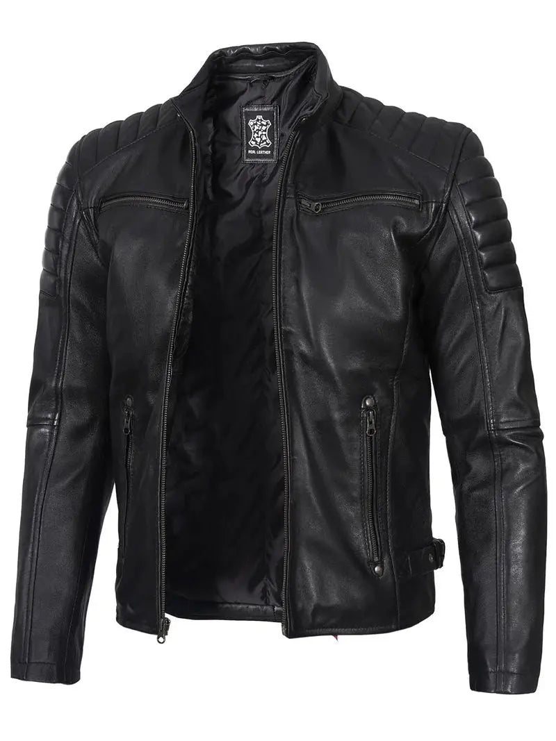 Felix Men's Cafe Racer Black Biker Leather Jacket - Orca Cloths