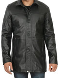 Bristol Men's Black Leather Car Coat - Orca Cloths