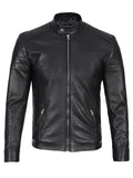 Carrie Mens Black Cafe Racer Real Leather Jacket - Orca Cloths