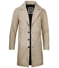 Bryson Beige Real Leather 3/4 Length Car Coat - Orca Cloths