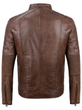 Austin Distressed Coffee Brown Cafe Racer Leather Jacket for Men - Orca Cloths