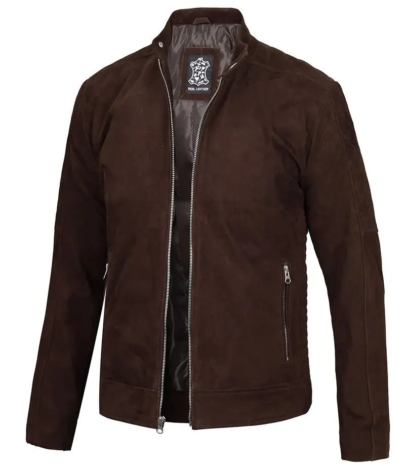 Miguel Men's Quilted Brown Suede Jacket - Orca Cloths