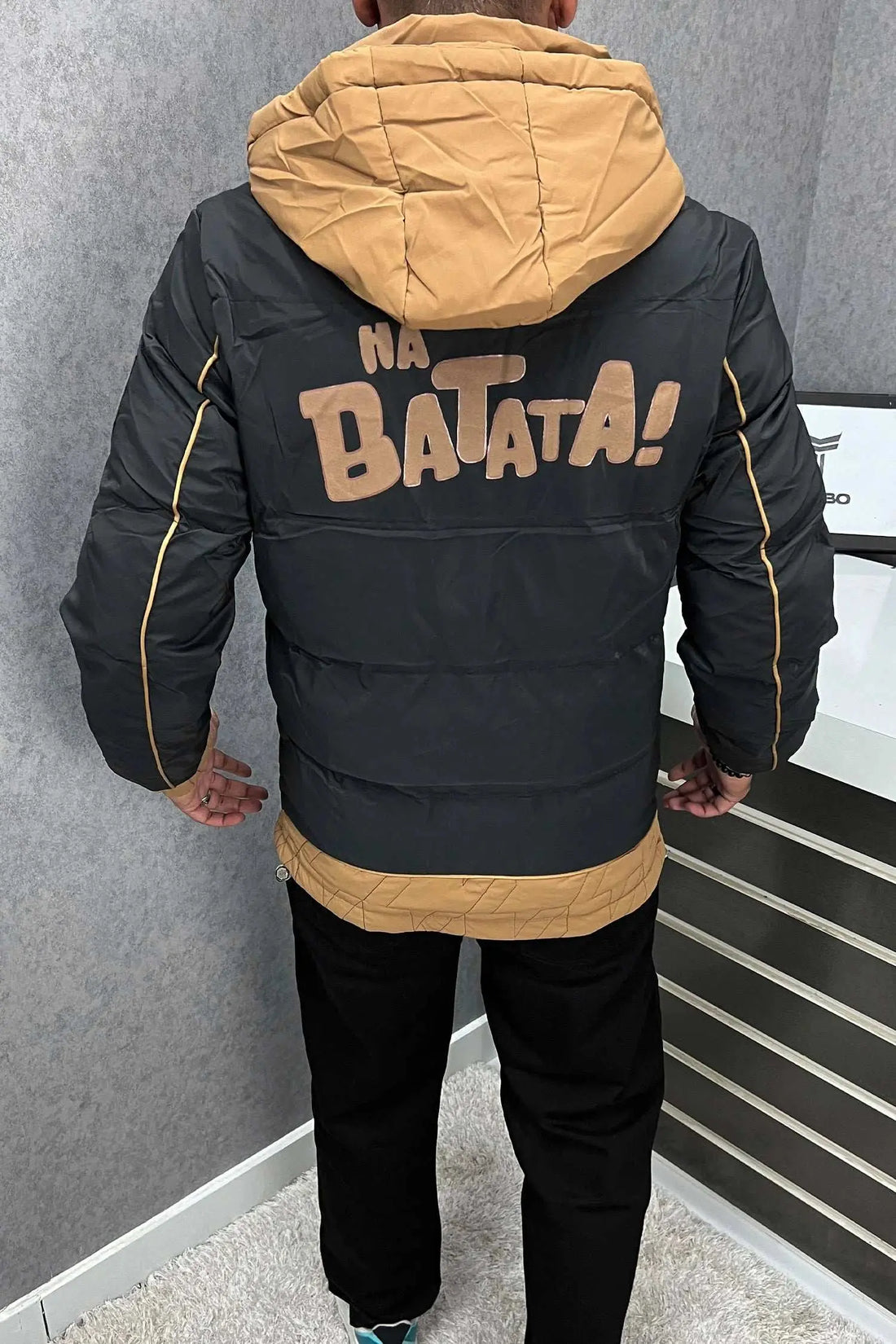Na Batata! Puffer Jacket – Black & Tan