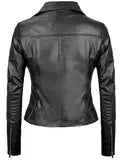 Ninfa Women's Black Asymmetrical Biker Leather Jacket - Orca Cloths