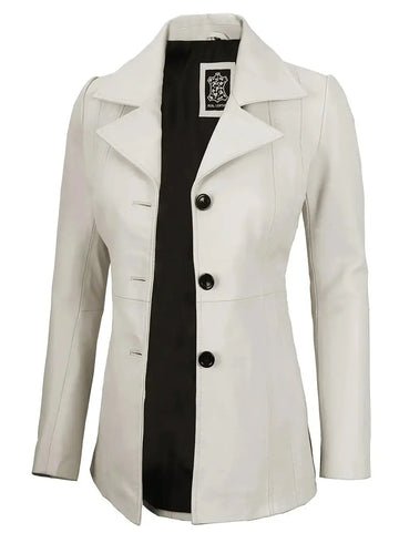 Off White Womens Leather Blazer - Orca Cloths