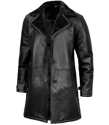 Stylish Black Men's Shearling Leather Coat Orca Cloths