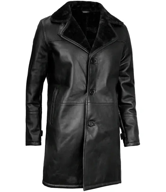 Stylish Black Men's Shearling Leather Coat Orca Cloths