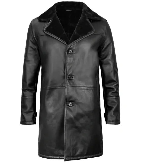 Stylish Black Men's Shearling Leather Coat Orca Cloths